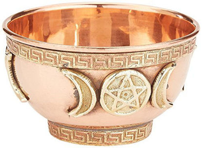 Picture of Triple Moon Pentacle Copper Offering Bowl 3", Great for Altar use, Ritual use, Incense Burner, smudging Bowl, Decoration Bowl, offering Bowl - New Age Imports, Inc.