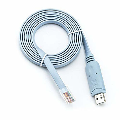 Picture of FTDI USB to RJ45 Console Cable 6ft Compatible with Cisco/Windows 7, 8 / Vista/MAC/Linux / RS232 Switch Router (USB-A)