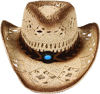 Picture of D Diana Dickson Cowboy Hat Men Structured Curved Brim Straw Cowboy Hat,Beige 1