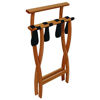 Picture of Wooden Mallet WallSaver Luggage Rack,Tapestry Straps, Mahogany