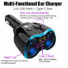 Picture of USB C Car Charger, Cigarette Lighter Splitter Adapter 2 Socket Type C Multi Power Outlet 12V/24V 80W DC with LED Voltmeter Switch 5.8A Dual USB Port for Mobile Cell Phone GPS Dash Cam