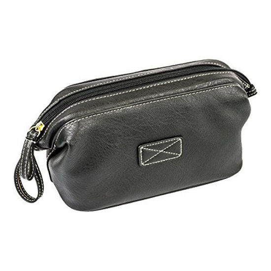 Picture of R70 Mens Toiletry Bag, Vegan Leather Compact Top Frame Travel Kit, Black