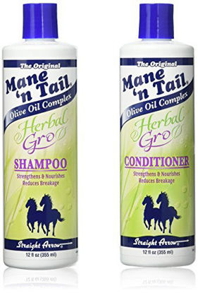 Picture of The Original Mane n Tail Olive Oil Complex - Herbal Gro Shampoo + Conditioner - Strengthens & Nourishes - Reduces Breakage - 12 Oz - 2-Pack