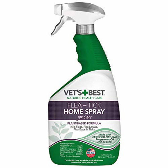 Picture of Vet's Best Flea and Tick Home Spray for Cats | Flea Treatment for Cats and Home | Flea Killer with Certified Natural Oils | 32 Ounces