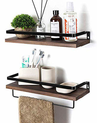 Picture of Soduku Floating Shelves Wall Mounted Storage Shelves for Kitchen, Bathroom,Set of 2 Brown