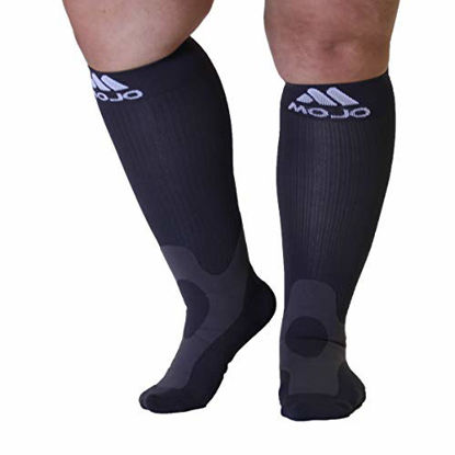 Mojo Plus Size Compression Calf Sleeves, Firm Support 20-30mmHg - Unisex