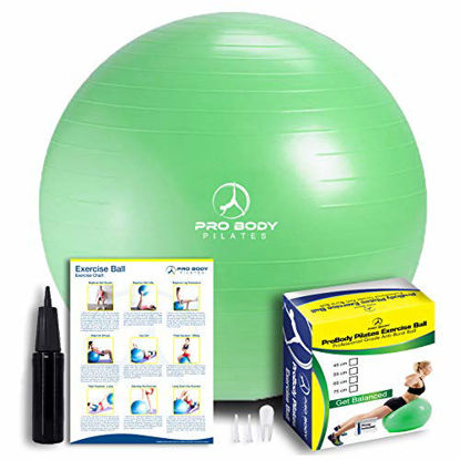 Picture of Exercise Ball - Professional Grade Anti-Burst Fitness, Balance Ball for Pilates, Yoga, Birthing, Stability Gym Workout Training and Physical Therapy (Green, 75 cm)