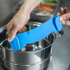 Picture of Auoon Strainer with 2 Clip for Veggies Pasta Ground Meat and More for Pots Pans Heat Resistant Silicone, Blue