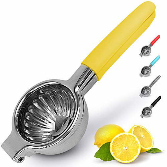 Picture of Zulay Lemon Squeezer Stainless Steel with Premium Heavy Duty Solid Metal Squeezer Bowl and Food Grade Silicone Handles - Large Manual Citrus Press Juicer and Lime Squeezer Stainless Steel (Yellow)