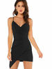 Picture of Verdusa Women's Sexy Ruched Side Asymmetrical V Neck Bodycon Cami Dress Black XL