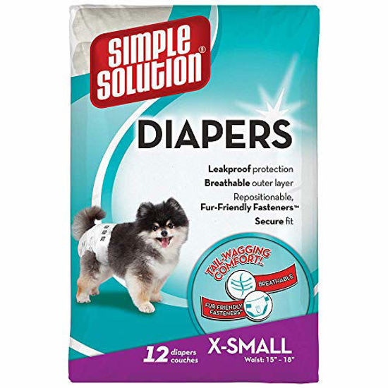 Picture of Simple Solution Disposable Dog Diapers for Female Dogs | Super Absorbent Leak-Proof Fit | XS | 12 Count