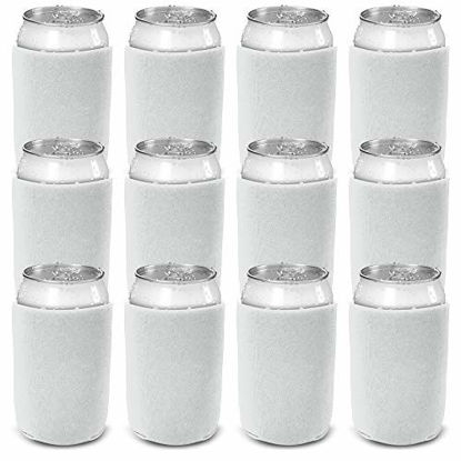 Picture of CSBD Beer Can Coolers Sleeves, Soft Insulated Reusable Drink Caddies for Water Bottles or Soda, Collapsible Blank DIY Customizable for Parties, Events or Weddings, Bulk (12, White)