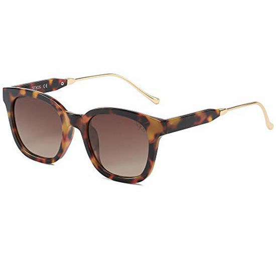 Picture of SOJOS Classic Square Polarized Sunglasses Unisex UV400 Mirrored Glasses SJ2050 with Tortoise Frame/Gradient Brown Lens