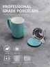 Picture of Sweese 203.102 Ceramic Tea Mug with Infuser and Lid, Single Cup Loose Tea Brewing System, Draw Your Own Design, 16 OZ, Turquoise