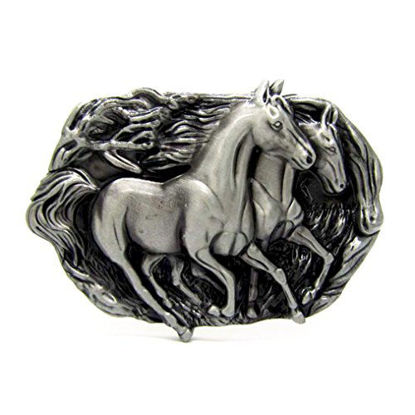 Picture of MASOP Double Wild Horse Metal Animal Belt Buckles Mens Buckle Jeans Accessories