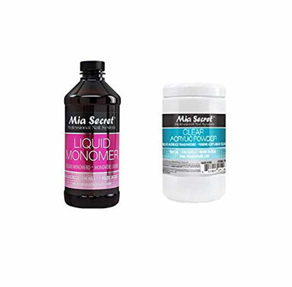 Picture of 32 oz Liquid Monomer & 24 oz Clear Acrylic Powder Set Mia Secret MADE IN USA+ FREE Temporary Body Tattoo