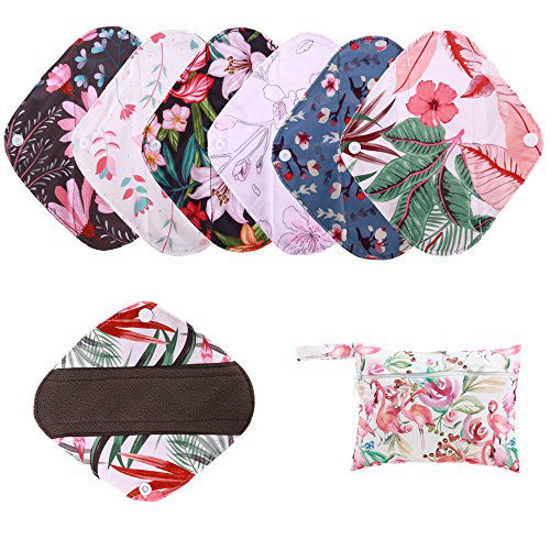 Picture of Reusable Waterproof Bamboo Charcoal Menstrual Pads Sets-Panty Liner Regular Flow Heavy Flow (pinjie, s)