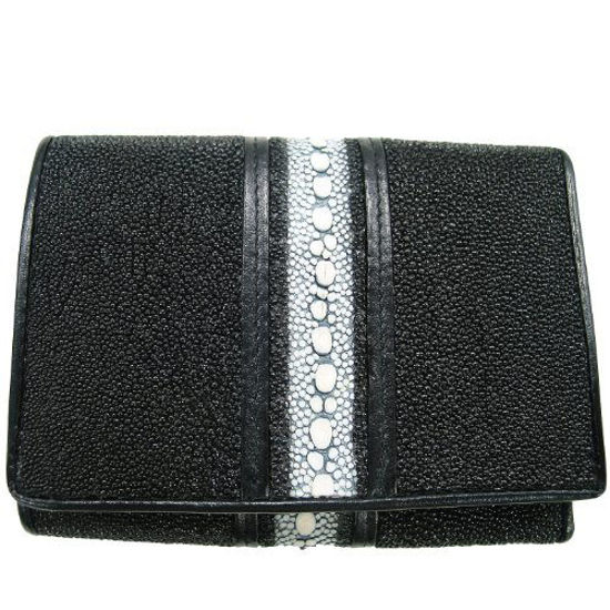 0442668 genuine stingray leather mens single stripe tri fold wallet 550