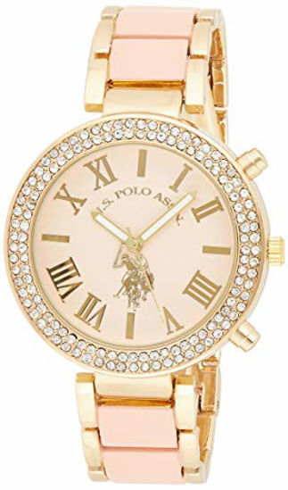 Picture of U.S. Polo Assn. Women's USC40063 Gold-Tone and Pink Bracelet Watch