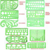 Picture of QincLing 11 Pieces Geometric Drawings Templates Stencils Plastic Measuring Template Rulers Clear Green Shape Template for Drawing Engineering Drafting Building School Office Supplies