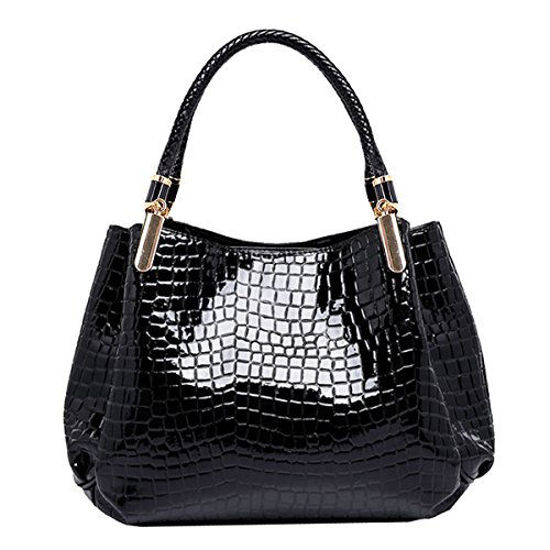  Women Alligator Print Top Handle Bag Embossed Crocodile Pattern  Handbag Tote Bag(Black) : Clothing, Shoes & Jewelry