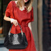 Picture of Women Alligator Print Top Handle Bag Embossed Crocodile Pattern Handbag Tote Bag(Black)