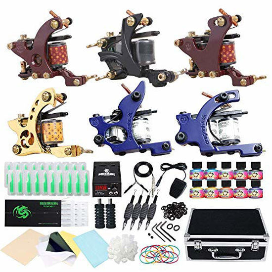 Dragonhawk Complete Tattoo Kit 2pcs Coil Tattoo Machine Tattoo Guns 10  Color Immortal Inks Power Supply