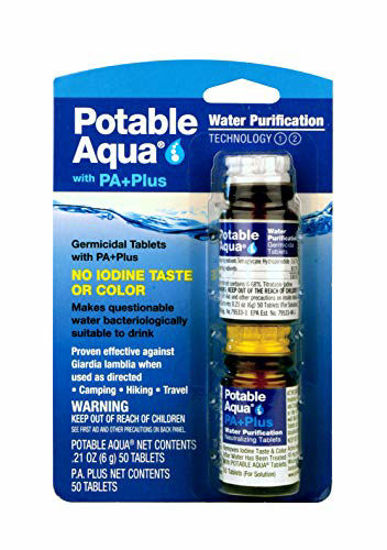 Picture of Potable Aqua Water Purification Tablets With PA Plus - Two 50 count Bottles