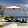 Picture of Grand Patio Deluxe NAPOLI 11 FT Curvy Aluminum Offset Umbrella, Patio Cantilever Umbrella with Base, Champagne