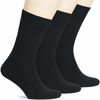 Picture of Hugh Ugoli Women's Bamboo Thin Dress Socks Crew Business Casual, 3 Pairs, Black, Shoe Size: 6-9