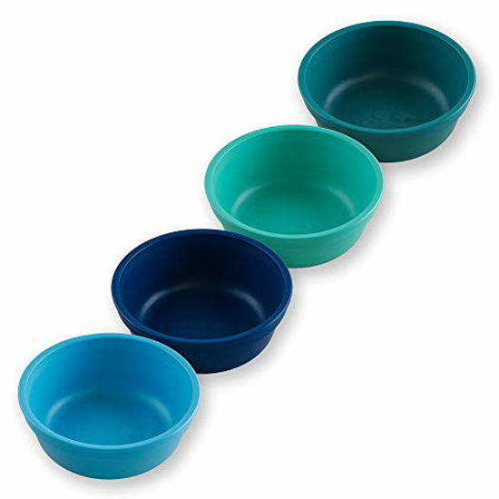 Picture of RE-PLAY Made in USA 4pk -12 oz. Bowls in Sky Blue, Navy, Aqua, Teal | Made from Eco Friendly Heavyweight Recycled Milk Jugs - Virtually Indestructible | BPA Free | True Blue+