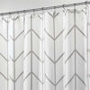 Picture of mDesign Decorative Chevron Zig-Zag Print - Easy Care Fabric Hotel Quality Shower Curtain, Reinforced Buttonholes, for Bathroom Showers, Stalls, and Bathtubs, Machine Washable - 72" x 72" - Gray/White