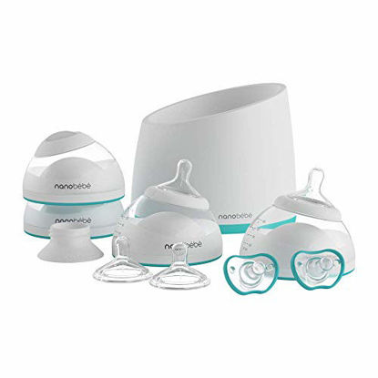 Picture of nanobebe Breastfeeding Baby Bottles Starter Set, Anti Colic Newborn Bottle Protects Breast Milk Nutrients, Breastfed Baby Bottles Set Includes Smart Warmer (ttpm Award Winner)