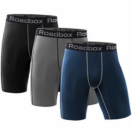 Roadbox Compression Shorts for Men 3 Pack Cool Dry Athletic