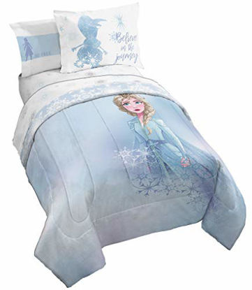 Picture of Jay Franco Disney Frozen 2 Elsa Color Block 5 Piece Twin Bed Set - Includes Reversible Comforter & Sheet Set Bedding - Super Soft Fade Resistant Microfiber - (Official Disney Product)