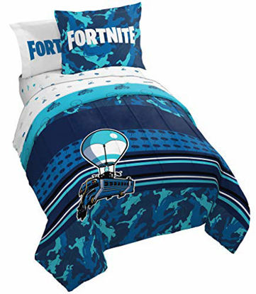 Picture of Fortnite Battle Bus 5 Piece Twin Bed Set - Includes Reversible Comforter & Sheet Set Bedding - Super Soft Fade Resistant Microfiber (Official Fortnite Product)
