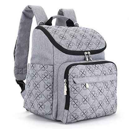 Picture of Diaper Bag Backpack With Baby Stroller Straps By HYBLOM, Stylish Travel And Organizer For Women & Men, 12 Pockets, Grey