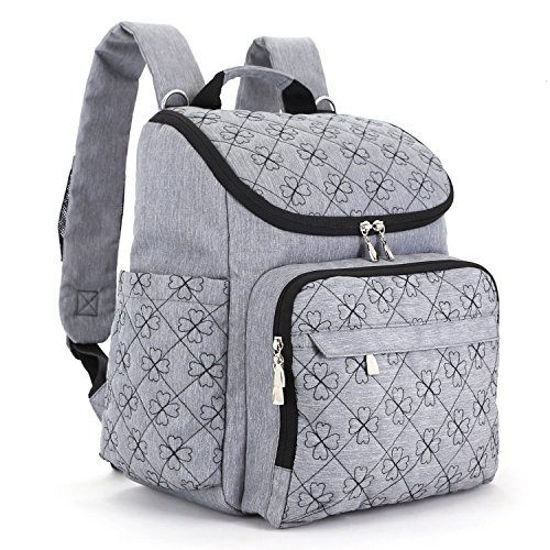 GetUSCart Diaper Bag Backpack With Baby Stroller Straps By HYBLOM Stylish Travel And Organizer For Women Men 12 Pockets Grey