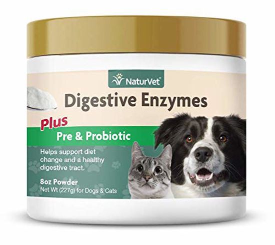 Picture of NaturVet - Digestive Enzymes For Dogs - Plus Probiotics & Prebiotics | Helps Support Diet Change & A Healthy Digestive Tract | For Dogs & Cats | 8 oz Powder