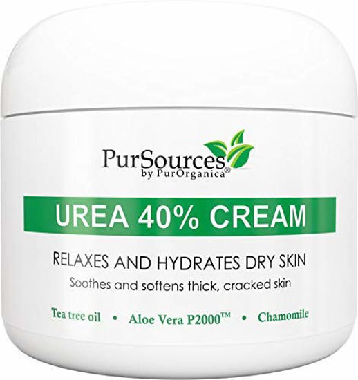 Picture of PurSources Urea 40% Foot Cream 4 oz - Best Callus Remover - Moisturizes & Rehydrates Thick, Cracked, Rough, Dead & Dry Skin - For Feet, Elbows and Hands + Free Pumice Stone - 100%