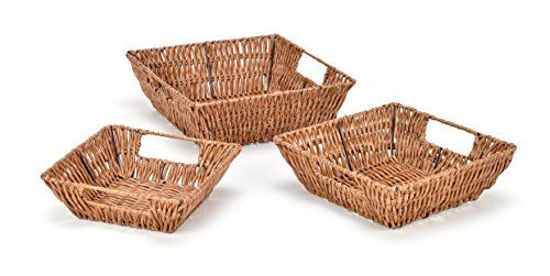 Picture of Trademark Innovations Set of 3 Square Wicker Look Baskets With Built In Handles