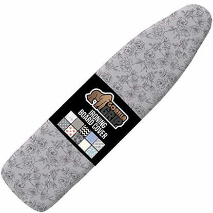 Picture of Gorilla Grip Reflective Silicone Ironing Board Cover, 15x54, Hook and Loop Fastener Straps, Fits Large and Standard Boards, Pads Resist Scorching and Staining, Elastic Edge, Thick Padding, Gray Floral