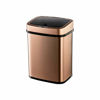 Picture of Ninestars Bedroom or Bathroom Automatic Touchless Infrared Motion Sensor Trash Can, 3 Gal 12L, Stainless Steel Base (Rectangular, Rose Gold/Black Lid)