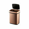 Picture of Ninestars Bedroom or Bathroom Automatic Touchless Infrared Motion Sensor Trash Can, 3 Gal 12L, Stainless Steel Base (Rectangular, Rose Gold/Black Lid)