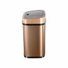 Picture of Ninestars Bedroom or Bathroom Automatic Touchless Infrared Motion Sensor Trash Can, 3 Gal 12L, Stainless Steel Base (Rectangular, Rose Gold/Black Lid)