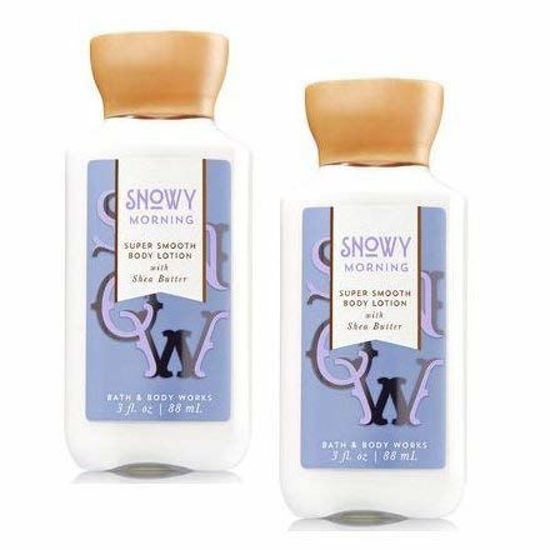 Picture of Bath and Body Works 2 Pack Snowy Morning Travel Size Body Lotion. 3 Oz. New Super Smooth Formula.