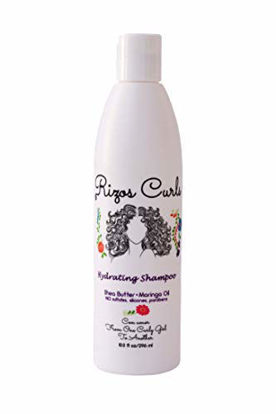 Picture of Rizos Curls Hydrating Shampoo. Gently cleanses & hydrates hair without over drying. Made with Natural ingredients Shea Butter & Moringa Oil. Reduces Dry Scalp. For All Hair Types Curls, Coils & Waves.