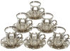 Picture of 6 X CopperBull 2018 Turkish Tea Glasses Set with Saucers Holders & Spoons (Silver)