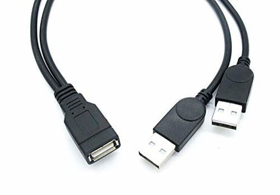 Picture of Cuziss 30cm USB 2.0 a Power Enhancer Y 1 Female to 2 Male Data Charge Cable Extension Cord