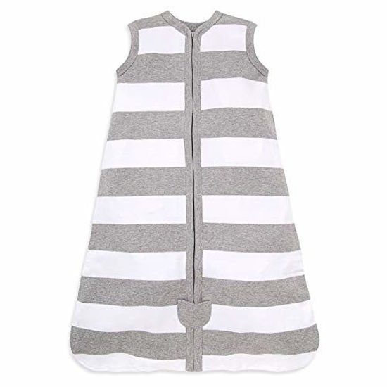 Picture of Burt's Bees Baby Baby Beekeeper Wearable Blanket, 100% Organic Cotton, Swaddle Transition Sleeping Bag, Rugby Stripe Heather Grey, Small